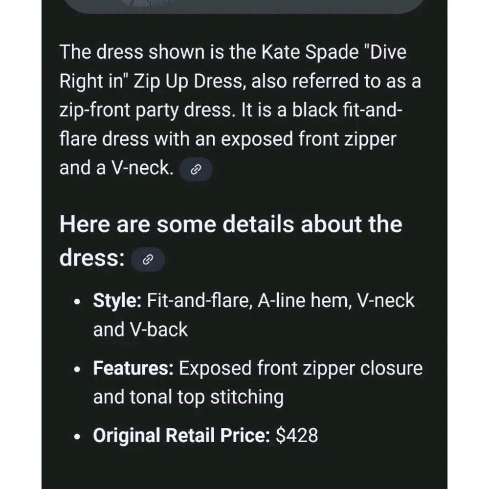 KATE SPADE Sz 4 Dive Right In- Front Zipper Black fit & flare‎ Dress